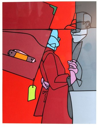 ADAMI VALERIO Bologna 1935 "Senza titolo" 100x70 foglio, 80,5x60 litografia a...