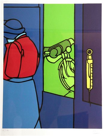 ADAMI VALERIO Bologna 1935 "Senza titolo" 100x70 foglio, 78x60,5 litografia a...