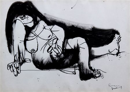 ROMAGNONI BEPI Milano 1930 - 1964 Villasimius (CA) "Figura" 1957 50x70 china...