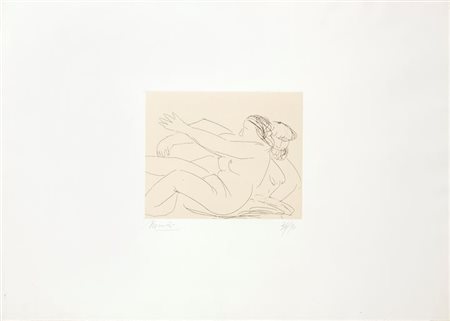 MANZU' GIACOMO Bergamo 1908 - 1991 "Figure" 19x24 (foglio 50x70) puntasecca,...