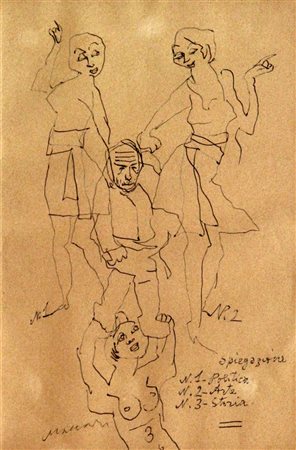 MACCARI MINO Siena 1898 - 1989 Roma "Politica, arte e storia" anni '950 25x16...