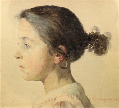 CARPANETTO GIOVANNI BATTISTA Torino 1863 - 1928 "Profilo di fanciulla" 30x32...