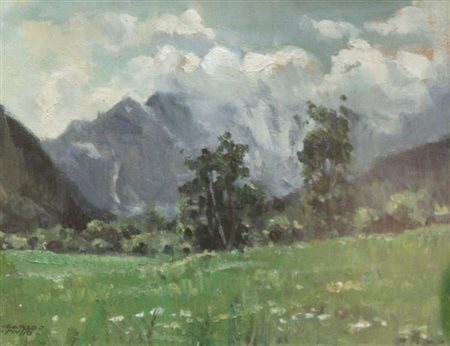 MUSSO CARLO Balangero (TO) 1907 - 1968 "Paesaggio" 23x30 olio su tavoletta...