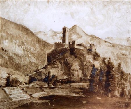 MUSSO CARLO Balangero (TO) 1907 - 1968 "Castello di Graines" 25x30 tecnica...