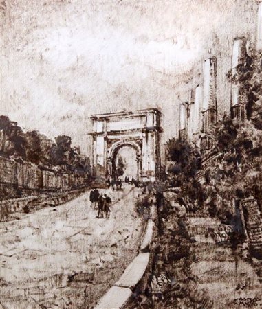 MUSSO CARLO Balangero (TO) 1907 - 1968 "Arco di Trionfo-Roma" 37,5x31...