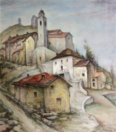 CAFFASSI ALBERTO Alessandria 1894 - 1973 "Montechiaro d'Acqui" 65x59 olio su...