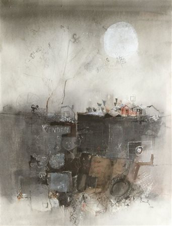 EANDI FERNANDO Torino 1926 "Vendesi" 1974 68x52 tecnica mista su carta Opera...