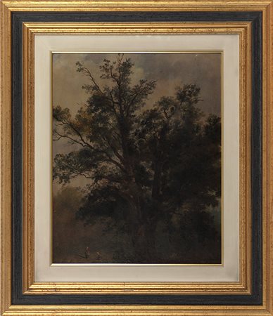 Guglielmo Ciardi (1842-1917) Grande albero, 1865 Olio su cartone cm 47x38...