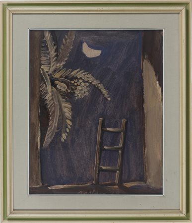 Saverio Barbaro (1924-2020) Palma di notte, 1979 Olio su tela cm 60x50 Firma...