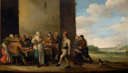 Joost Cornelisz Droochsloot Utrecht 1585/86 – 1666 CONVITO DI PAESANI olio su...
