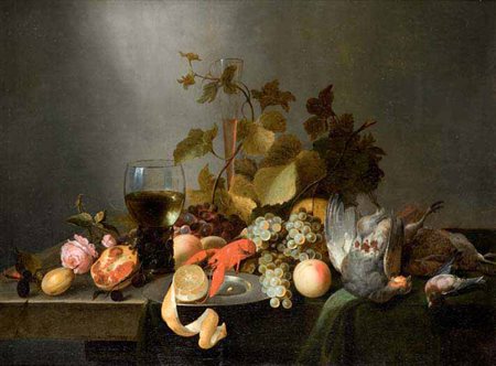 Michiel Simons documentato a Utrecht tra il 1669 e il 1671 NATURA MORTA DI...