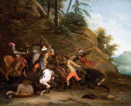 Pieter Snayers Anversa 1592 – Bruxelles post 1666 BATTAGLIA olio su tavola,...