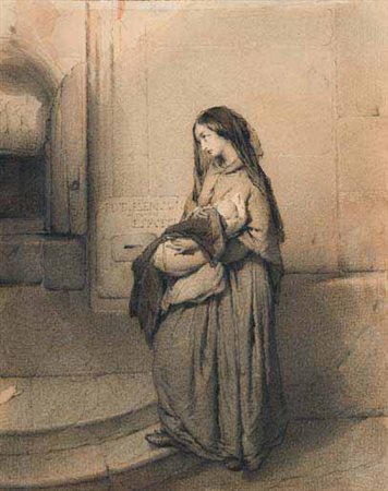 Domenico Induno Milano 1815 – 1878 STUDIO PER IL DIPINTO “UNA MADRE” pastelli...