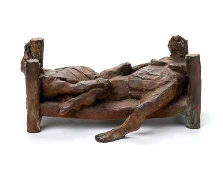 Scultura  in bronzo brunito riposo dall'amplesso   