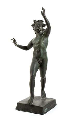Scultura raffigurante Fauno di Pompei con fusione in bronzo dall'antico, Fonderia Napoletana   