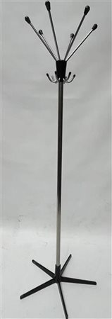A steel vintage coat rack on a black base.H. 179 cm.