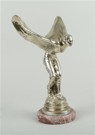 A silver-plated desk ornament in the shape of the Rolls Royce Spirit of...