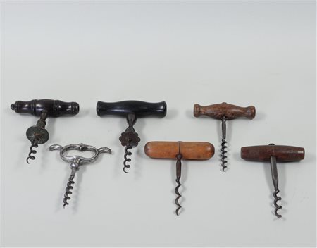 A collection of various antique corkscrews, all 19th century.
