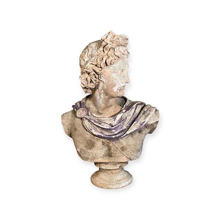 A large cast bust with remains of polychrome, depicting Apollo Belvedere. 77...