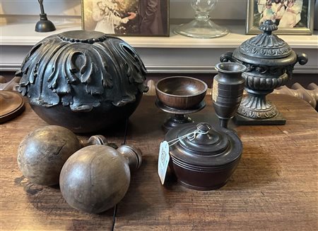 A collection of antique turning and ornaments.