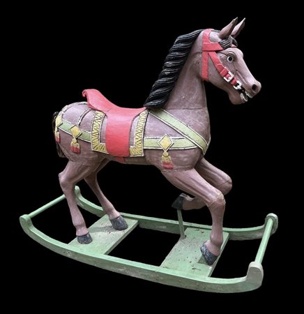 A polychrome rocking horse. 20th century. Height 116 cm.