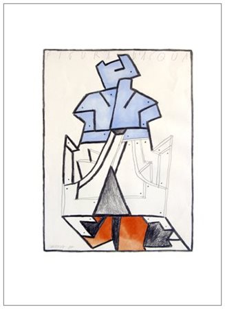 BRUNO CHERSICLA (1937) Figura d’acqua 1987 T.m. su cartoncino 69 x 48,5....