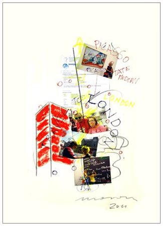 ENRICO MANERA (1948) Senza titolo 2011 T.m. e collage su cartoncino 100 x 70....