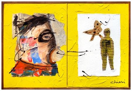 GIORGIO CHIESI (1941) Senza titolo Pittura, sabbia e collage su 2 tele...