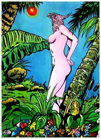 MAX HAMLET SAUVAGE (1950) Playbird 1980 Acrilico su tela con base litografica...