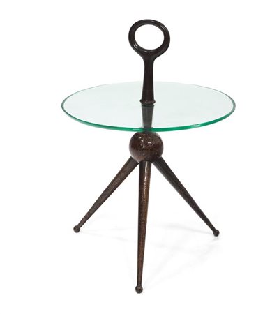 PRODUZIONE ITALIANA Servomuto in legno e piano in cristallo. Anni '50 cm 60x41,5