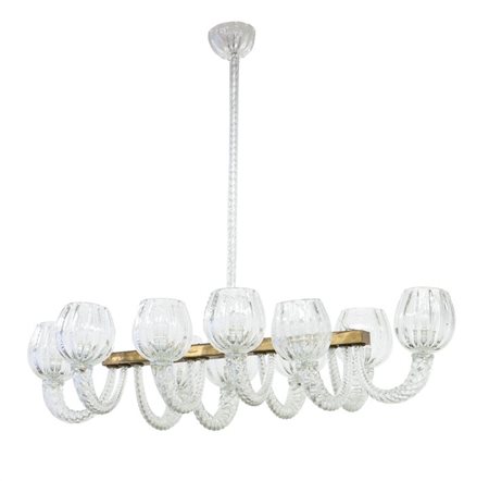 BAROVIER & TOSO Lampada a sospensione con struttura in ottone, bracci in...