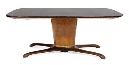 JANNACE SAVERIO Tavolo da pranzo in mogano, guarnizioni in ottone e piano in...