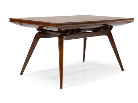 VIGORELLI GIANNI (attribuito) Tavolo da pranzo in legno di noce. cm 70x152x92