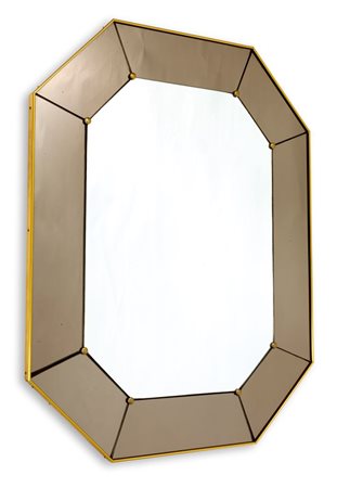 CRISTAL ART Specchio da parete con struttura in legno e cristallo colorato...