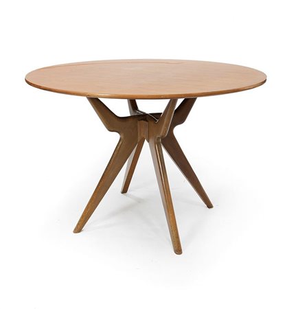 PRODUZIONE ITALIANA Tavolo da pranzo in legno di mogano. Anni '50 h cm 80...