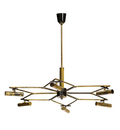 STILNOVO Lampada a sospensione in ottone e metallo verniciato. Diffusori in...