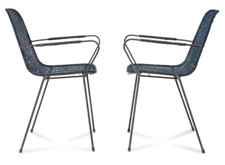 CAMPO FRANCO, GRAFFI CARLO Basket Due sedie impilabili in ferro verniciato e...