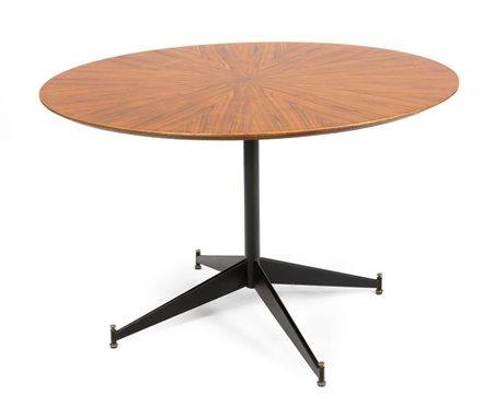 PRODUZIONE ITALIANA Tavolo con piano in legno, struttura in metallo laccato e...