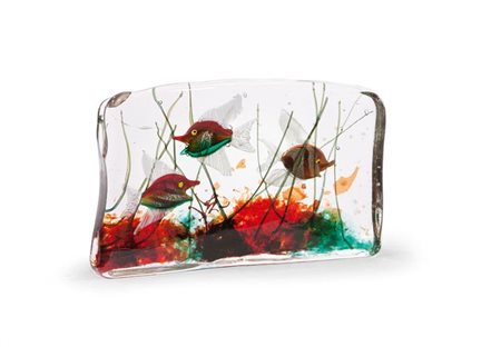 CENEDESE Acquario in vetro sommerso con pesci policromi. Prod. Cenedese anni...