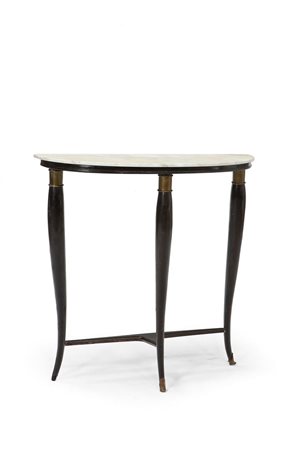 PRODUZIONE ITALIANA Piccola console in legno con pomoli in ottone, piano in...