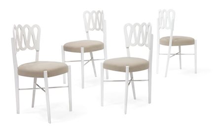 PONTI GIO 969 Quattro sedie in legno multistrato curvato e laccato, sedile...