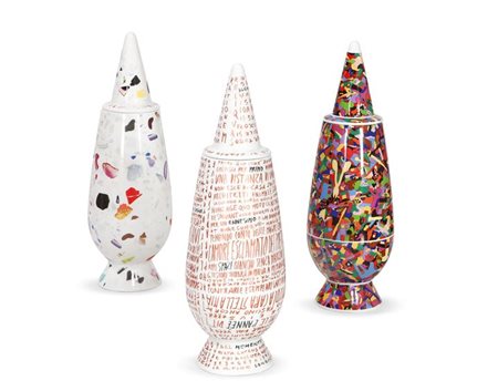 MENDINI ALESSANDRO 100% Make Up Tre vasi della prima serie decorati...