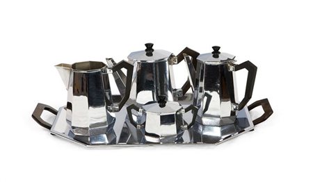 ALESSI CARLO Serie Ottogonale Servizio da thè e caffè in metallo nichelato e...