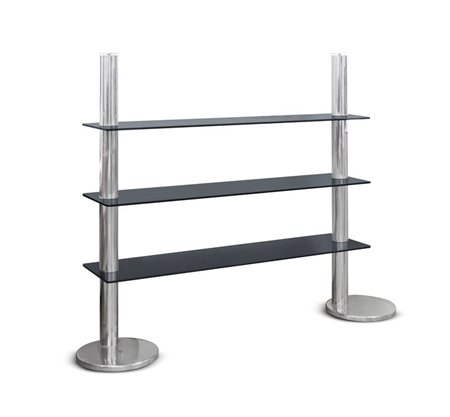 ELCO Libreria con struttura in metallo cromato e piani in vetro. Prod. Elco...