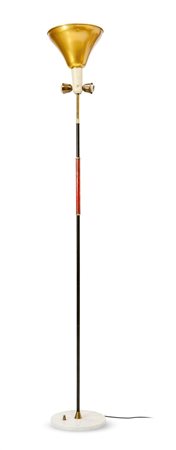 PRODUZIONE ITALIANA Lampada da terra con stelo in metallo laccato e rame...