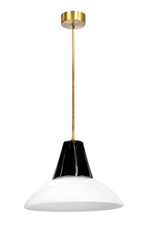 SCARPA TOBIA Fez Lampada a sospensione in ottone e vetro soffiato. Firma...