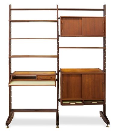 PRODUZIONE ITALIANA Libreria a due campate con piccola scrivania, contenitori...