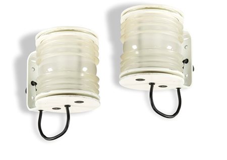 COLOMBO JOE 1139 Coppia di lampade da parete in metallo laccato e vetro...