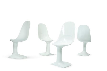 BETTI AUGUSTO Ciclope Quattro sedie in resina stampata. Prod. Habitat 1972 cm...