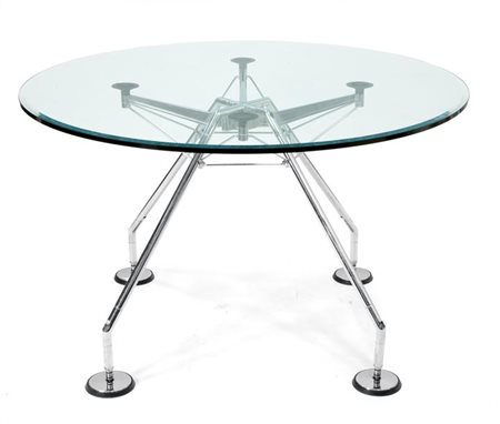 FOSTER NORMAN Nomos Tavolo con sostegni in acciaio cromato e piano in...